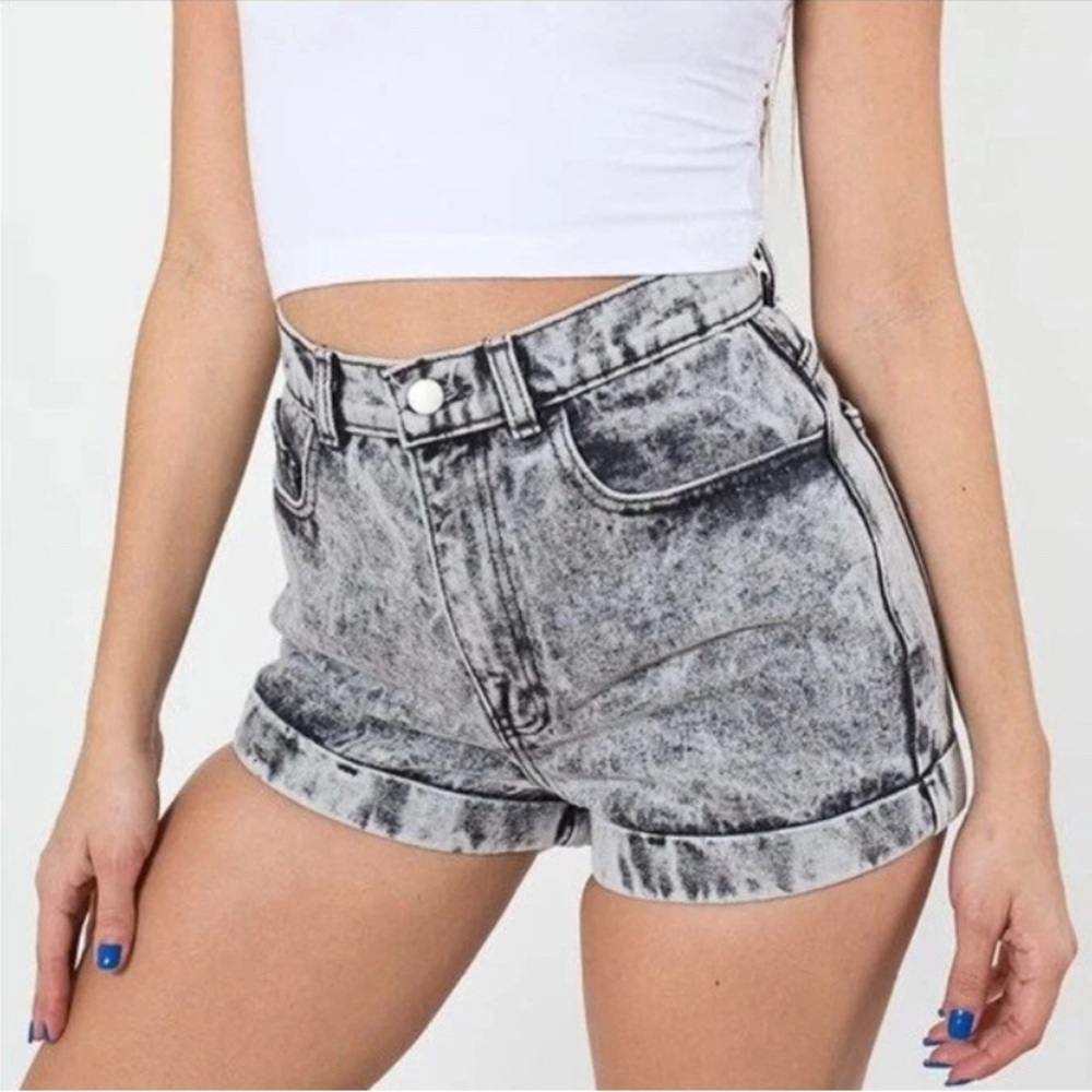American Apparel Black and White Jean Shorts